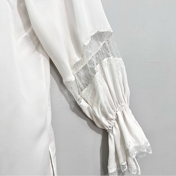 NWT Kobi Halperin Nicolette Lace-Inset Ruffled Silk Blouse in Ivory White - Picture 12 of 16